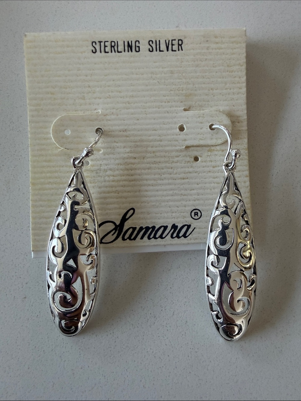 Samara Sterling Silver Filigree Teardrop Earrings - Silver